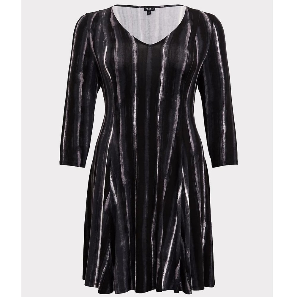 TORRID Black & White Stripe Jersey Trapeze Dress Size 2